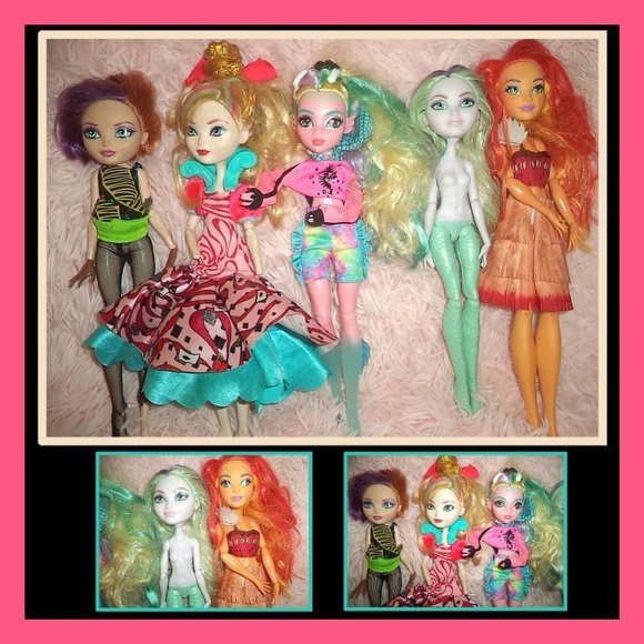 Mattel Other - (5) DOLLS~EVER AFTER HIGH MONSTER HIGH~WAY TOO WONDERLAND-POPPY O HAIR-LAGOONA